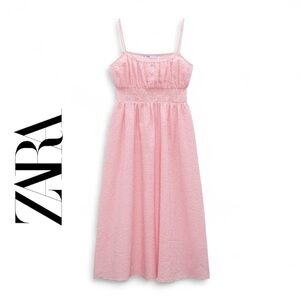 Zara pink gingham midi dress